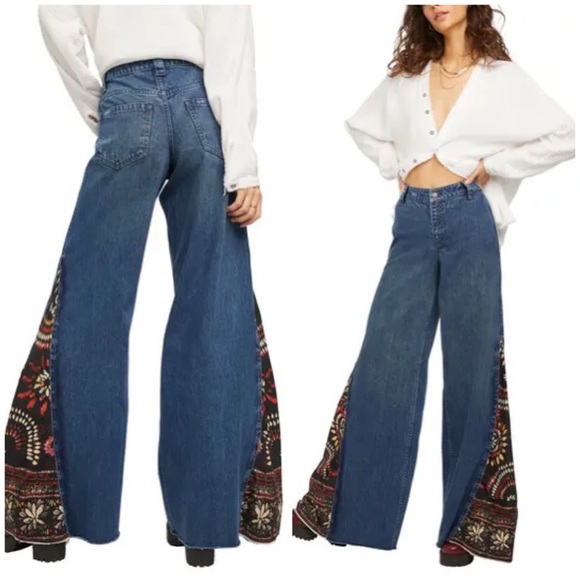 NEW Free People Sahara Extreme Wide Leg Jeans 26 - Picture 2 of 5